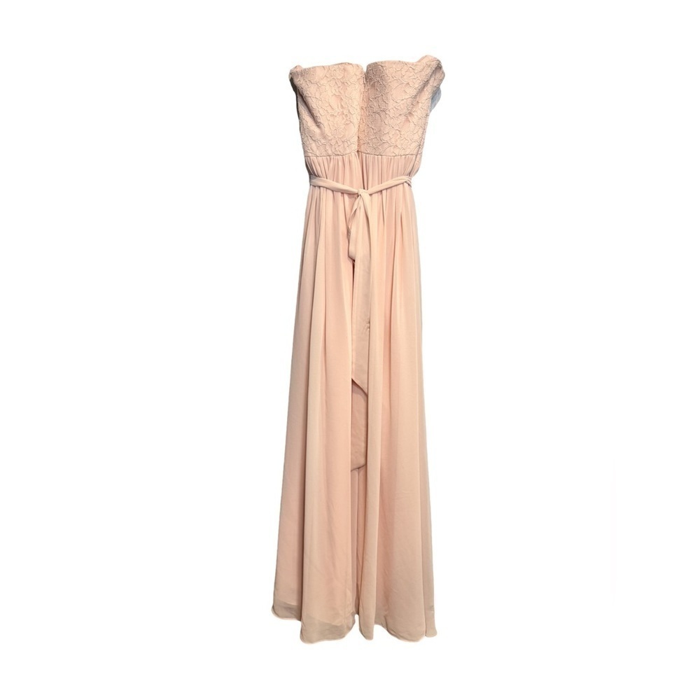 Bill Levkoff pink lace and chiffon sweetheart neck strapless dress size 8 - Picture 2 of 5